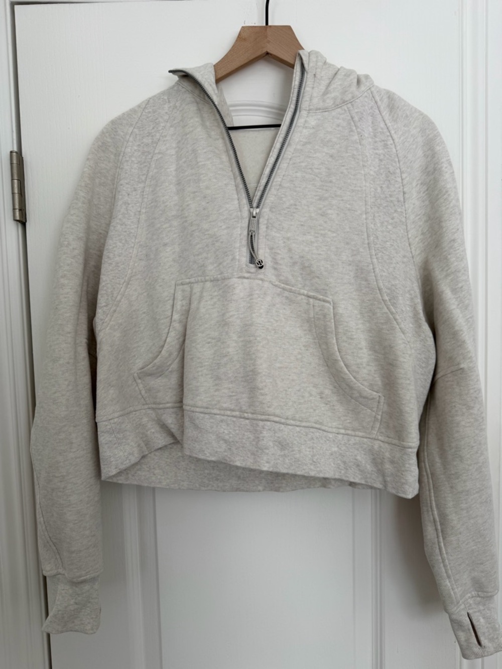 Lululemon Scuba Cropped Half-Zip Pullover Hoodie - Cream